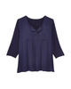 Amanda 3/4 Sleeve Woven Front and Knit Back Pullover - thumbnail