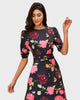 Floral Print Crepe Obi Belt A-Line Dress - thumbnail