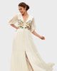Floral Embroidery Chiffon Banded Empire Dress - thumbnail