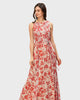 Pleat Front Floral Print Georgette Maxi Dress - thumbnail