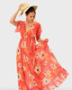 Floral Print Georgette Drawstring Empire Maxi Dress - thumbnail