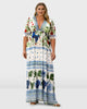 Floral Bird Print Georgette Drawstring Dress - thumbnail