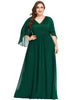 Deep V Neck Lace Bodice Long Flowy Evening Dress - thumbnail