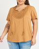 Emily Mocha Split-Neck Tee - thumbnail