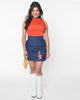 Smak Parlour Mushroom Embroidered Denim Belted Mini Skirt - thumbnail
