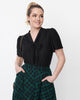 Unique Vintage Black Clip Dot Tie Collar Top - thumbnail