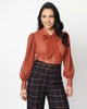 Unique Vintage Rust Clip Dot Gwen Blouse - thumbnail