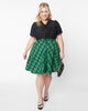 Unique Vintage Green & Black Plaid Swing Skirt - thumbnail