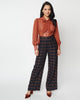 Unique Vintage Navy & Orange Plaid High Waist Sailor Ginger Pants - thumbnail