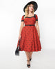 Unique Vintage Rust & Black Polka Dot Swing Dress - thumbnail