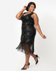 Unique Vintage 1920s Style Black Beaded & Sequin Adalene Cocktail Flapper Dress - thumbnail