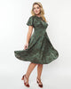Unique Vintage Hunter Green & Rust Polka Dot Swing Dress - thumbnail