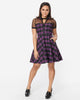 Unique Vintage Purple Plaid Fit & Flare Dress - thumbnail