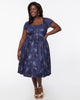 Unique Vintage Curve Navy Golden Galaxy Twist Front Swing Dress - thumbnail