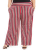NY Collection Women's  Printed Smocked Waist Pants Red  2X - thumbnail