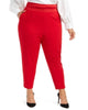 Calvin Klein Women's  Pleated Slim Leg Pants Red  16W - thumbnail