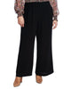 1.STATE Women's Basket Weave Crepe Wide Leg Pants Black  3X - thumbnail