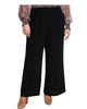 1.STATE Women's  Basket Weave Crepe Wide Leg Pants Black  1X - thumbnail
