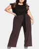 City Chic Women's  Striped Office Palazzo Pants Brown  18W - thumbnail