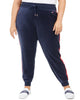 Tommy Hilfiger Women's Sport   Track-Stripe Velour Jogger Pants Navy  2X - thumbnail