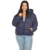 Women's Full Front Zip Hooded Bomber Puffer Coat - thumbnail