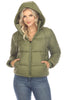 Women's Full Front Zip Hooded Bomber Puffer Coat - thumbnail
