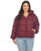 Women's Full Front Zip Hooded Bomber Puffer Coat - thumbnail