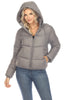 Women's Full Front Zip Hooded Bomber Puffer Coat - thumbnail
