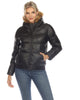 Women's Removable Fur Hoodie Bomber Leather Jacket - thumbnail