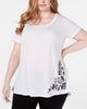 Seven7 Jeans Women's Trendy  Ruched Back Top White  1X - thumbnail