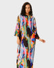 Draped Cowl Abstract Print Crepe Dress - thumbnail