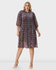 Floral Tile Print Georgette Pintuck Shift Dress - thumbnail