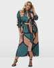 Self-Belt Geo Stripe Print Crepe Dress - thumbnail