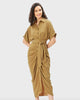 Soft Crepe Twill Pleated Sheath Shirtdress - thumbnail