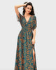 Graphic Butterfly Print Georgette Smocked Waist Dress - thumbnail
