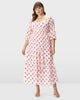 Smocked Empire Floral Block Print Cotton Tier Dress - thumbnail