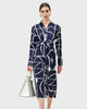 Graphic Print Satin Vented Shirtdress - thumbnail