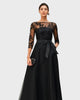 Floral Embroidery Illusion Tulle And Dupioni Dress - thumbnail