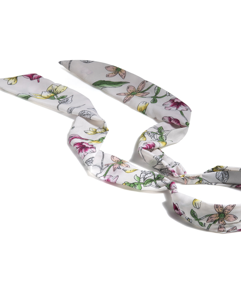 Liza Floral-printed Scarf Headband | White / Pink