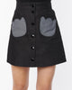 Smak Parlour Black Denim Tulip Patch Pocket Skirt - thumbnail
