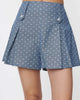 Smak Parlour Chambray & White Polka Dot Box Pleated Shorts - thumbnail
