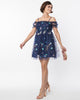 Smak Parlour Navy Glitter Off the Shoulder Babydoll Dress - thumbnail