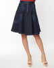 Unique Vintage Denim Blue Patch Pocket Swing Skirt - thumbnail