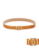 Double Circle Buckle Belt Brown - thumbnail