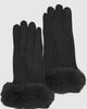 Gloves-Thermal Touch Screen Cashmere Feeling With Faux Fur Winter Gloves Black - thumbnail