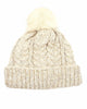 Hat-Sherpa Lined Acrylic Pompom Beanie Wither Hat Beige - thumbnail