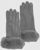 Gloves-Thermal Touch Screen Cashmere Feeling With Faux Fur Winter Gloves Grey - thumbnail