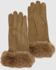 Gloves-Thermal Touch Screen Cashmere Feeling With Faux Fur Winter Gloves Taupe - thumbnail