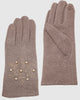 Pearl Beads In Snowflake Touchscreen Gloves Taupe - thumbnail
