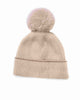 Warm Winter Hat Knitted Pompom Hat Ivory - thumbnail
